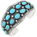 Navajo Turquoise Cluster Sterling Silver Cuff Bracelet 46452