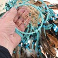 Turquoise Leather Wrapped Authentic Dreamcatcher Navajo Artist Mae Stone 46266