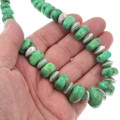 Native American Beaded Sterling Silver Green Turquoise Necklace 46282