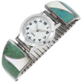 Vintage Turquoise Mother of Pearl Inlay Mens Watch By Nelson Lee 0441
