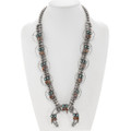 Vintage Zuni Inlay Owl Squash Blossom Necklace 46321