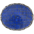 Large Vintage Navajo Sterling Silver Inlaid Lapis Belt Buckle 46353