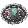 Sterling Silver Number 8 Turquoise Belt Buckle 46388