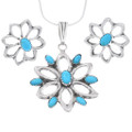 Sterling Silver Turquoise Flower Pendant 46391