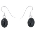 Southwest Oval Onyx French Hook Dangle Earrings 46435