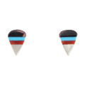 Turquoise Shell Coral Banded Design Zuni Inlay Earrings 46478