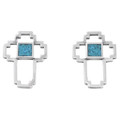 Native American Sterling Silver Turquoise Cross Earrings 46490