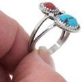 Southwest Native American Made Turquoise Coral Ring 46510