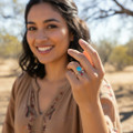 Southwest Sterling Silver Turquoise Ring Womens 46510
