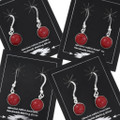 Red Coral Native American Silver Dangle Earrings 46539