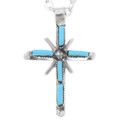 Turquoise Sterling Silver Zuni Cross Pendant 46550