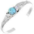  Navajo Turquoise Silver Ladies Cuff Sterling Leaf Flower Bracelet 0287