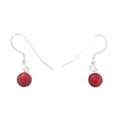 Round Red Coral Sterling Silver Earrings 46578