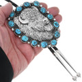Large Sterling Silver Buffalo Turquoise Bolo Tie 46649