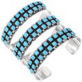 Navajo Made Double Row Blue Turquoise Cuff Bracelet 46657