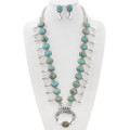 Sterling Silver Number 8 Turquoise Squash Blossom Necklace Set 46791