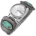 Old Pawn Turquoise Sterling Silver Mens Watch 46807