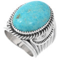 Mens Heavy Duty Sterling Silver Ithaca Peak Turquoise Ring 46822
