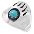 Sterling Turquoise Navajo Ladies Ring Bear Paw Shadowbox Design by Ronnie Lee 1450