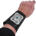 Sterling Silver Turquoise Navajo Leather Bow Guard Cuff 46942