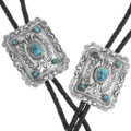 Sterling Silver Navajo Ithaca Peak Turquoise Concho Bolo Tie 0502