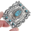 Ithaca Peak Turquoise Sterling Silver Navajo Concho Buckle Bolo Tie Set 0032
