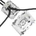 Ithaca Peak Turquoise Sterling Silver Navajo Concho Buckle Bolo Tie Set 0032
