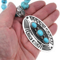 Sterling Silver Pendant Beaded Natural Turquoise Necklace 47093