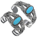 Kingman Turquoise Southwest Fred Harvey Style Sterling Silver Bracelet Cuff 0474