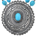 Blue Turquoise Sterling Silver Repoussé Concho Native American Necklace 47178