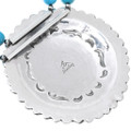 Sleeping Beauty Turquoise Sterling Navajo Concho Repousse Pendant Necklace 0181