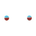 Petite Round Turquoise Coral Zuni Inlay Stud Earrings 0222