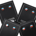Petite Round Turquoise Coral Zuni Inlay Stud Earrings 0222