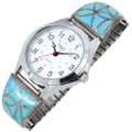 Vintage Sterling Silver Mens Zuni Inlay Turquoise Watch 47292