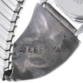 Old Pawn Inlaid Turquoise Silver Mens Watch Zuni Fish Scale by Sarah Leekya 0768