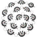 Vintage Zuni Inlaid Sunface Turquoise Concho Belt 47310