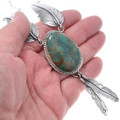Sterling Silver Feather Turquoise Necklace 47324
