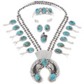 Real Turquoise Native American Squash Blossom Necklace 47407