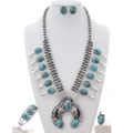 Ithaca Peak Turquoise Navajo Squash Blossom 47407