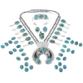 Native American Squash Blossom Set High Grade Spiderweb Turquoise Stones 47407