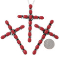 Navajo Coral Sterling Silver Cross Pendant With Chain Necklace 47541