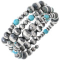 Navajo Desert Pearl Wrap Around Turquoise Sterling Silver Bracelet 47549