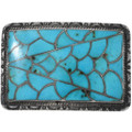 Old Pawn Zuni Turquoise Inlay Belt Buckle 47558