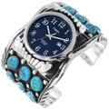 Sterling Silver Kingman Turquoise Nugget Mens Watch Cuff 47568