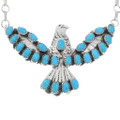 Majestic Turquoise Silver Eagle Pendant Necklace 47596