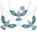Navajo Sterling Link Design Turquoise Silver Eagle Pendant 47596