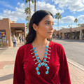 Genuine Sleeping Beauty Turquoise Navajo Squash Blossom 47633