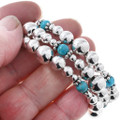 Beaded Wrap Around Sterling Silver Turquoise Bracelet 47638