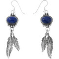 Sterling Silver Navajo Feather Dangle Lapis Earrings 47675