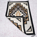 1960s Hand Carded Wool Two Grey Hills Navajo Woven Rug with Spirit Line 4.7 ft by 3 ft 0182